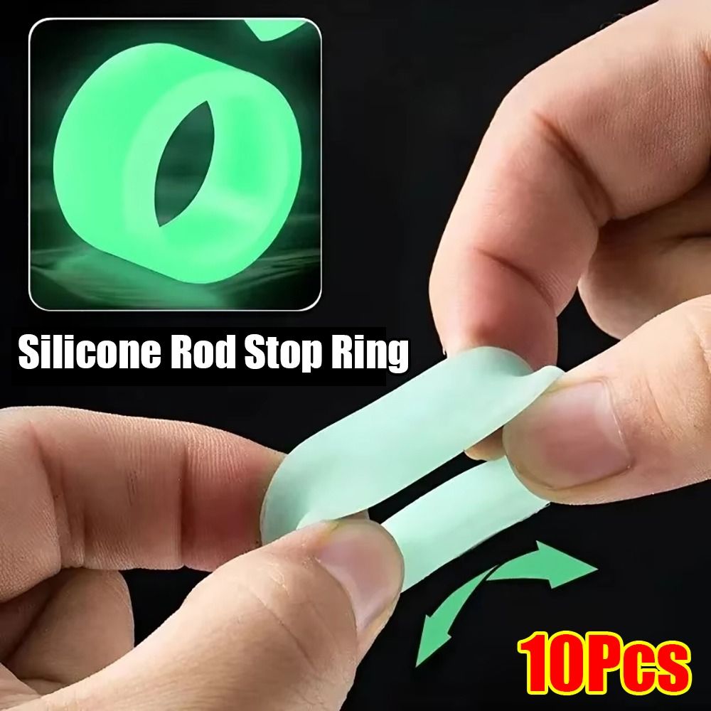 Vape Band Silicone - สายรัดด้ามคันเบ็ดตกปลาซิลิโคนทนทาน 10 ชิ้น ป้องกันการลื่น ดูดซับเหงื่อ เรืองแสง