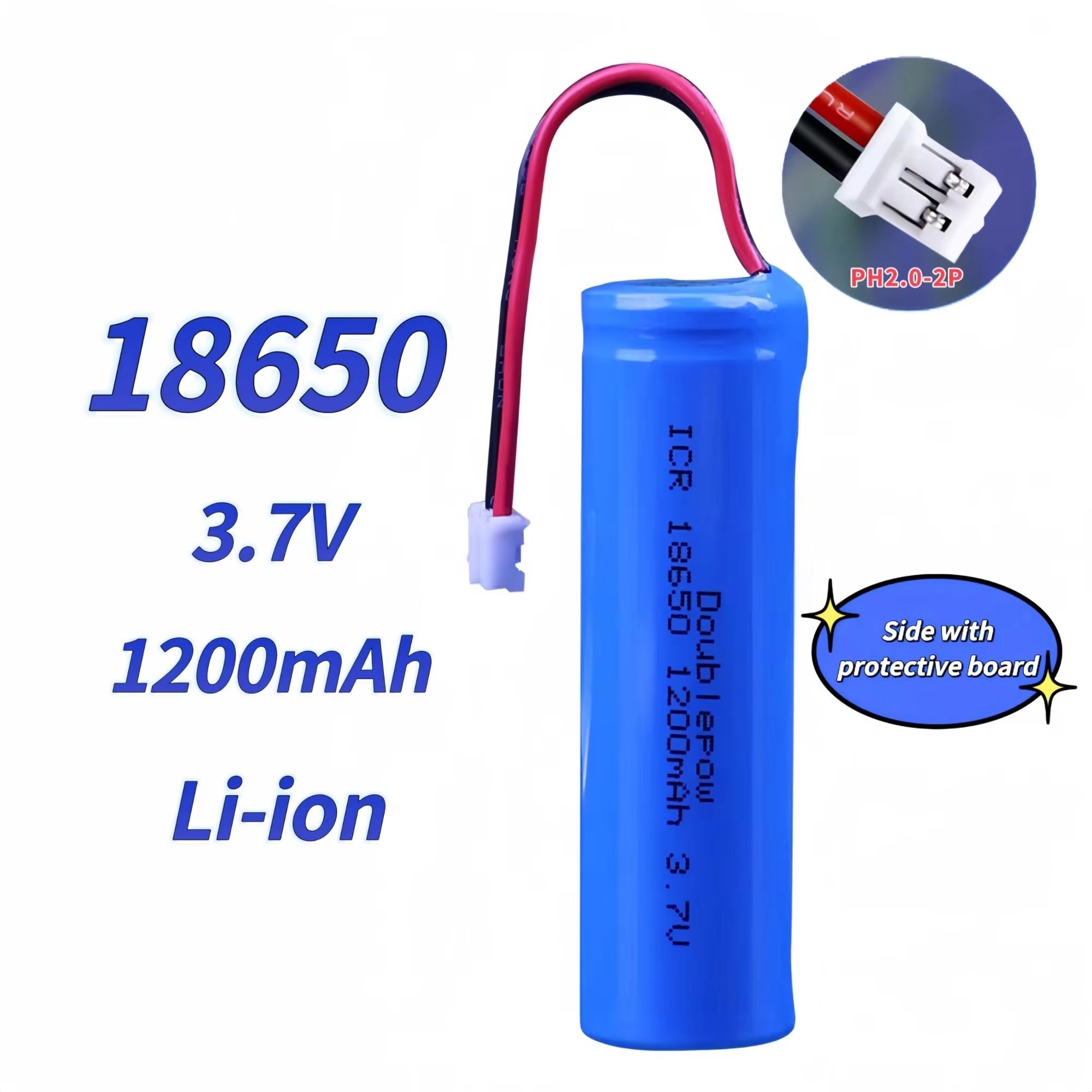 Vape Battery 18650 - 18650 แบตเตอรี่ลิเธียมแบบชาร์จไฟได้ 3.7V1200mAh พร้อมปลั๊ก PH สำหรับของเล่น