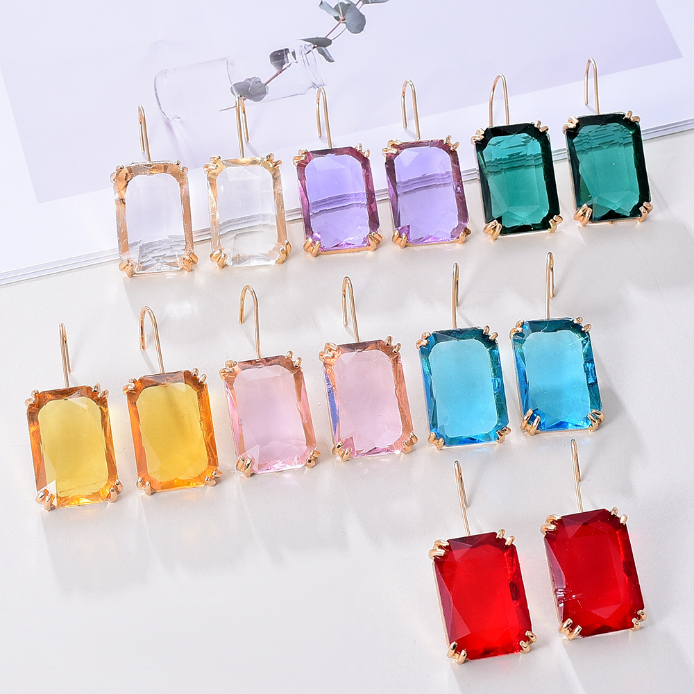 Dry Herb Vaping Accessories - 7สีขนาดใหญ่ Famale ต่างหู2023สีสันคริสตัล Zircon Dangle ต่างหูผู้หญิง