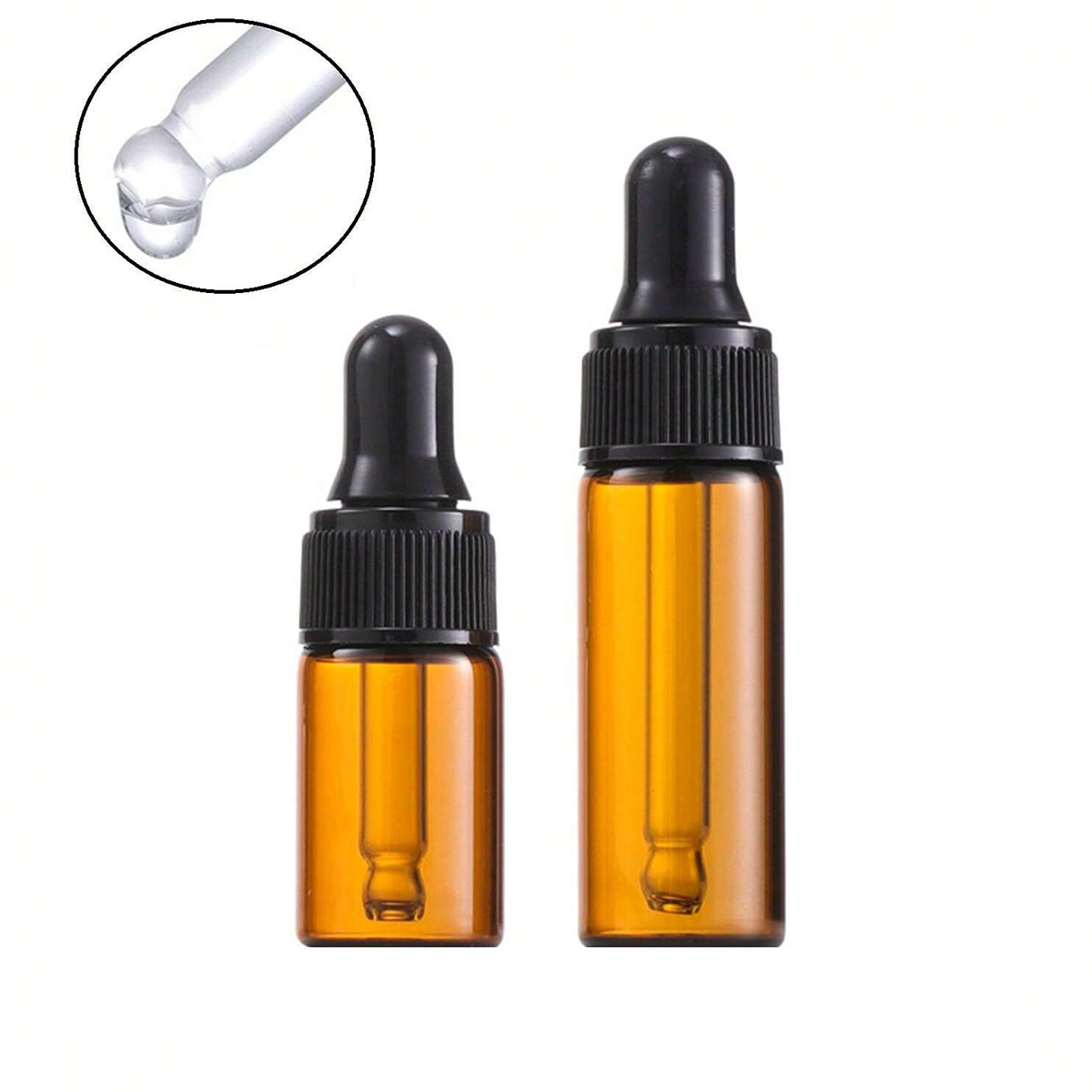 Juice Bottle Dropper - ขวดแก้วหยดสีเหลืองอำพันเข้ม 10 ชิ้น ขนาด 1 มล.