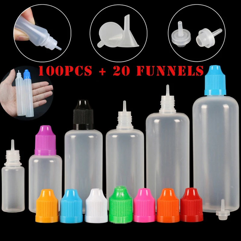 Juice Bottle Dropper - 100pcs 3/5/10/15/20/30/50/100/120ml LDPE พลาสติก Squeezable Liquid