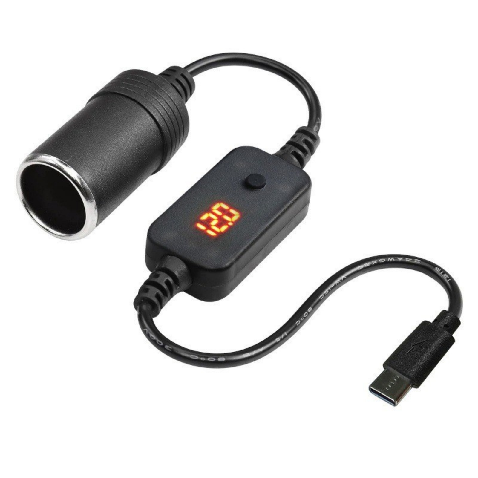 Accessories Experts Vape - อะแดปเตอร์แปลง USB-C เป็นช่องจุดบุหรี่ในรถยนต์ 12V แบบ USB