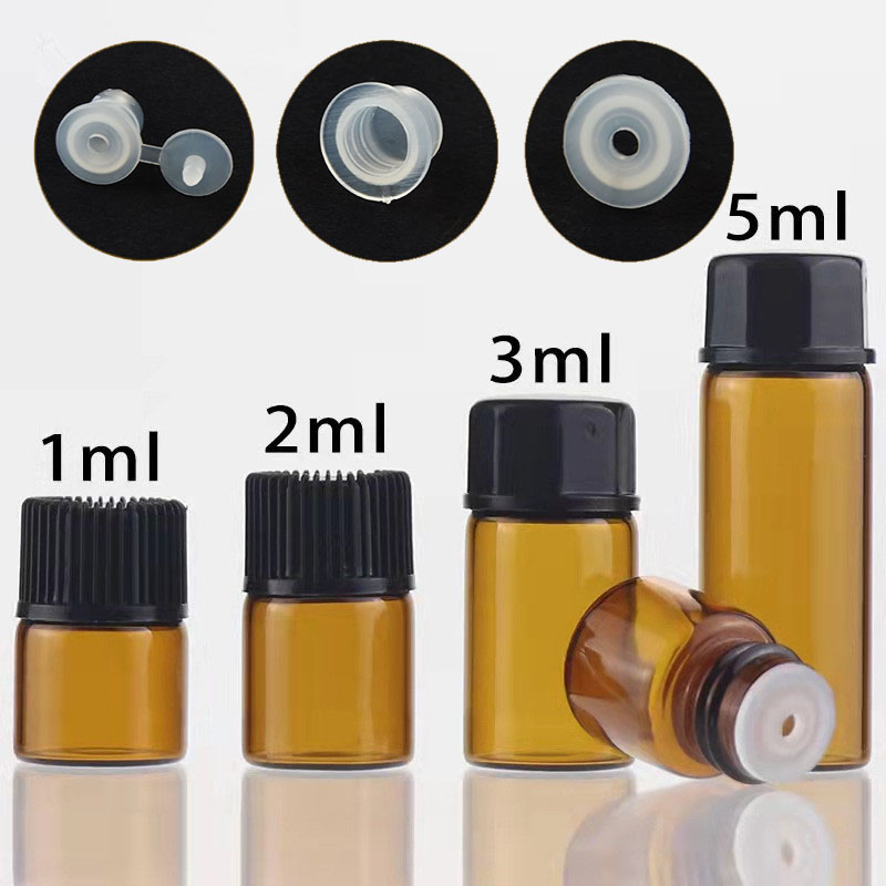 Juice Bottle Dropper - ขวดแก้วหยดขนาดเล็กสีเหลืองอำพัน 10X 100x 1/2/3/5/10 มล. สำหรับน้ำมันหอมระเหย